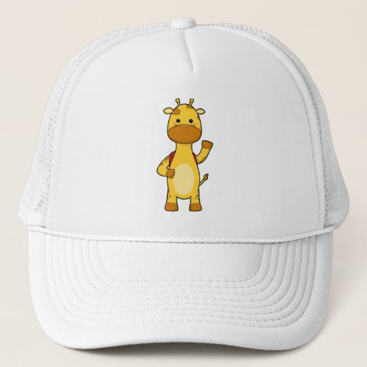 Giraffe met rugzak trucker pet (Voorkant)