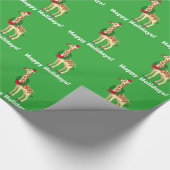 Giraffe met Santa Hat en kerstmis Cadeaupapier (Hoek)