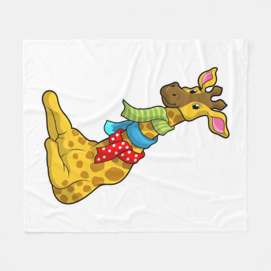 Giraffe met Scarf Fleece Deken (Voorkant (Horizontaal))