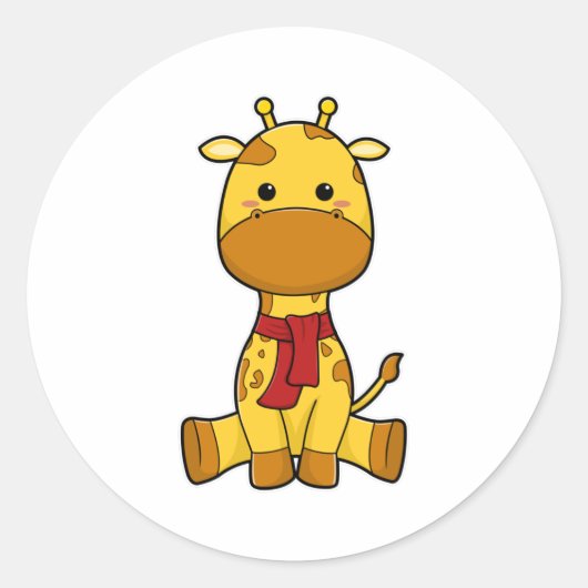 Giraffe met Scarf Ronde Sticker (Voorkant)