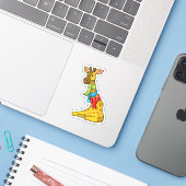 Giraffe met Scarf Sticker (Laptop met iPhone)
