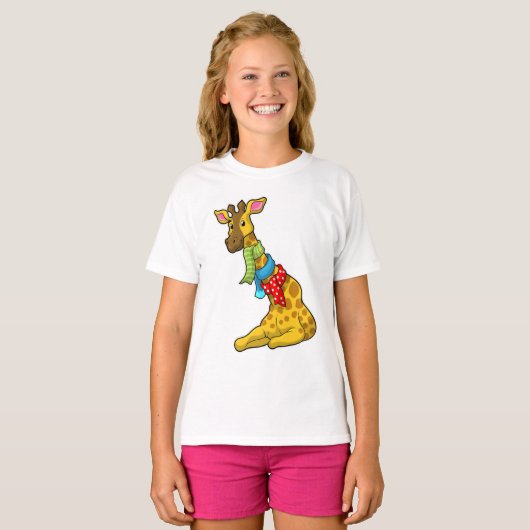 Giraffe met Scarf T-shirt (Voorkant volledig)