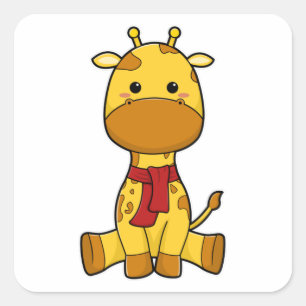 Giraffe met Scarf Vierkante Sticker