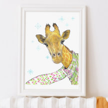 Giraffe met sjaal Schattigee winter Dierenkunst Kw