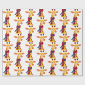 Giraffe met sjaalontwerp, koude giraffe-afdruk cadeaupapier (Vlak)