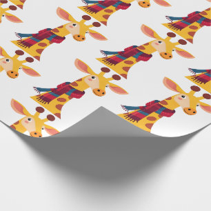 Giraffe met sjaalontwerp, koude giraffe-afdruk cadeaupapier