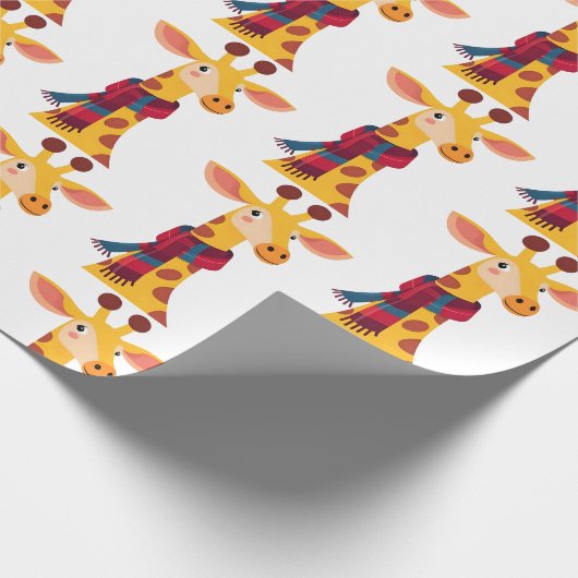 Giraffe met sjaalontwerp, koude giraffe-afdruk cadeaupapier (Hoek)