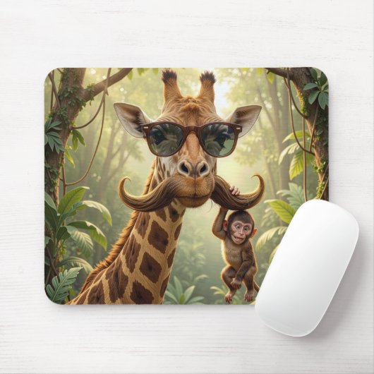 Giraffe Met Snor en Aap Muismat (Met muis)