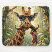 Giraffe Met Snor en Aap Muismat (Voorkant)