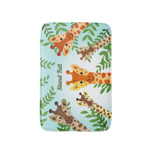 Giraffe met standaard-hoge-glimlach-Cartoon Verlaa Badmat (Voorkant Verticaal)