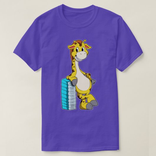 Giraffe met stapel boeken t-shirt (Design voorkant)