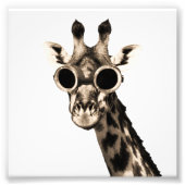 Giraffe met Steampunk zonnebrillen Foto Afdruk (Voorkant)