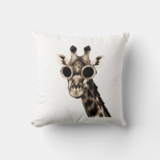 Giraffe met Steampunk zonnebrillen Kussen (Voorkant)