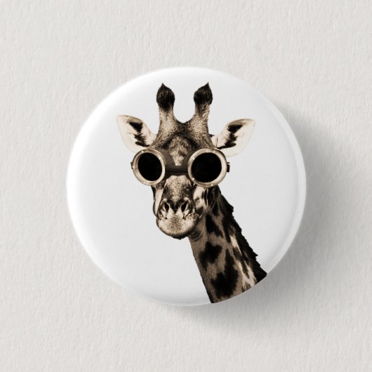 Giraffe met Steampunk zonnebrillen Ronde Button 3,2 Cm (Voorkant)