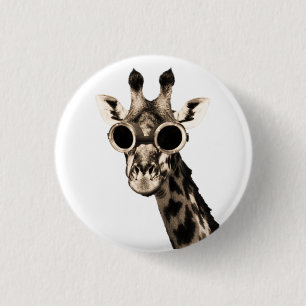 Giraffe met Steampunk zonnebrillen Ronde Button 3,2 Cm