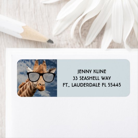 GIRAFFE MET SUNGLASSES Return Address Label (Insitu)