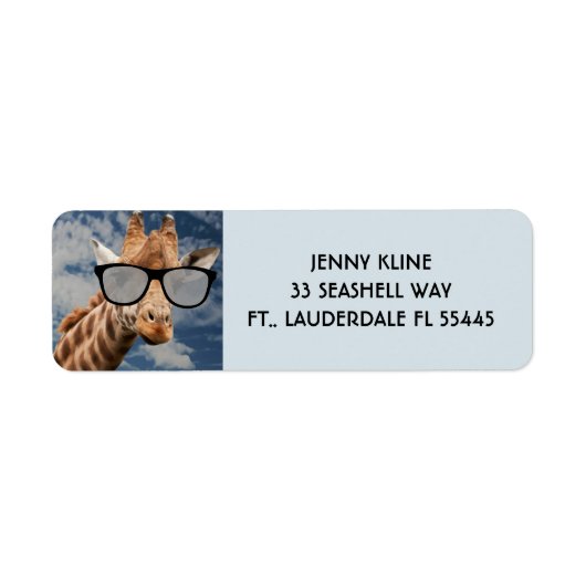 GIRAFFE MET SUNGLASSES Return Address Label (Voorkant)