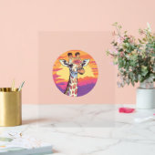 Giraffe met Sunset Safari Vibes Art Acryl Bord (Huwelijk)