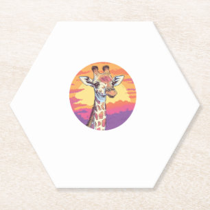 Giraffe met Sunset Safari Vibes Art Kartonnen Onderzetters