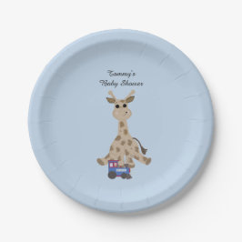 Giraffe Met Trein Baby Shower Papieren Bordje