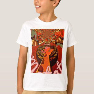 Giraffe met twee paardenstaarten kunst t-shirt