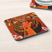 Giraffe met twee ponytails kunst bier onderzetter (Linkerzijde)