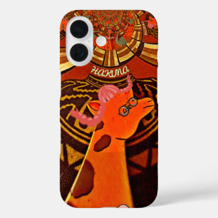 Giraffe met twee ponytails kunst iPhone 16 hoesje