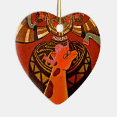 Giraffe met twee ponytails kunst keramisch ornament (Rechts)