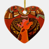 Giraffe met twee ponytails kunst keramisch ornament (Voorkant)