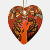 Giraffe met twee ponytails kunst keramisch ornament (Links)