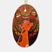 Giraffe met twee ponytails kunst keramisch ornament (Links)