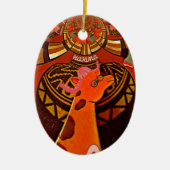 Giraffe met twee ponytails kunst keramisch ornament (Voorkant)