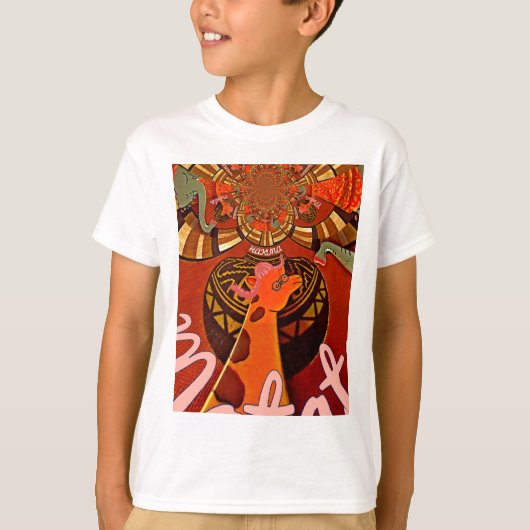 Giraffe met twee ponytails kunst t-shirt (Voorkant)