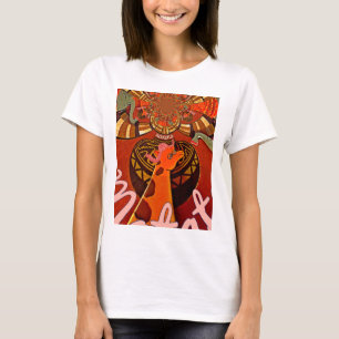 Giraffe met twee ponytails kunst t-shirt