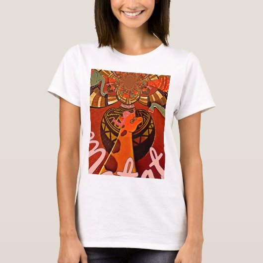 Giraffe met twee ponytails kunst t-shirt (Voorkant)