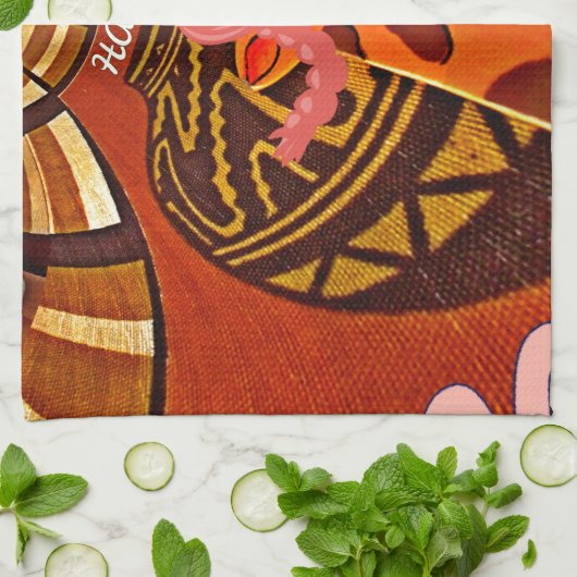 Giraffe met twee ponytails kunst theedoek (Gevouwen)