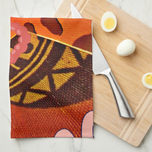 Giraffe met twee ponytails kunst theedoek (Quarter Fold)