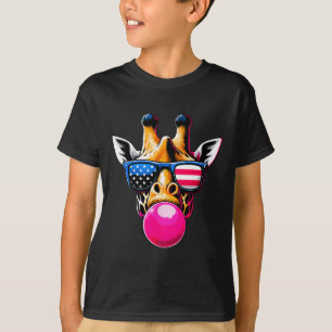 Giraffe met USA Gles en Bubblegum 4 juli T-shirt