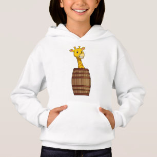 Giraffe met vat