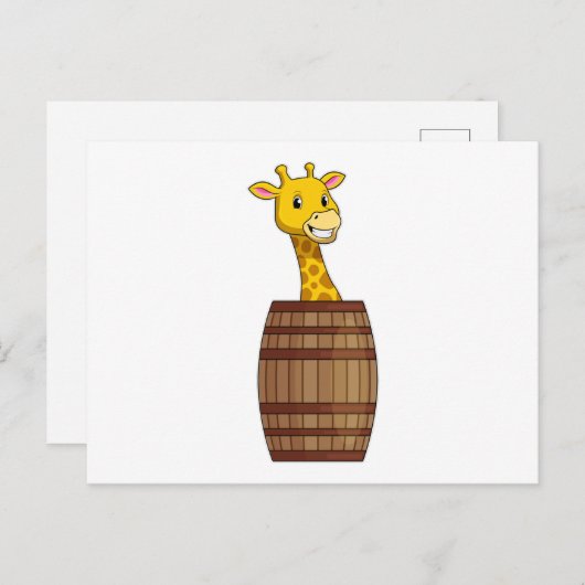 Giraffe met vat briefkaart (Voorkant / Achterkant)