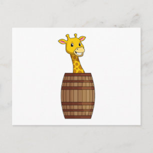 Giraffe met vat briefkaart
