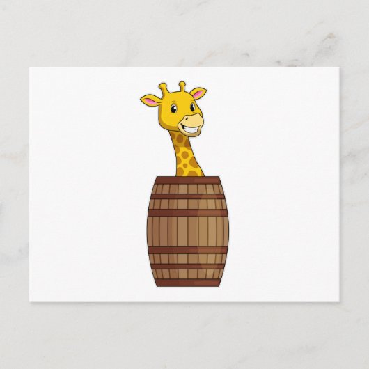 Giraffe met vat briefkaart (Voorkant)