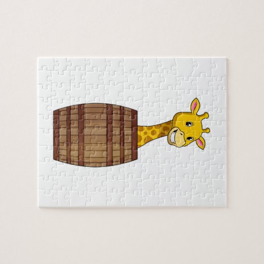 Giraffe met vat legpuzzel (Horizontaal)