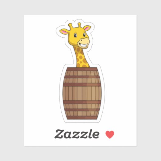 Giraffe met vat sticker (Vel)