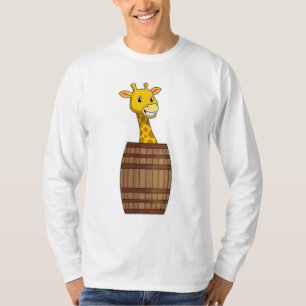 Giraffe met vat t-shirt