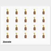 Giraffe met vat vierkante sticker (Vel)