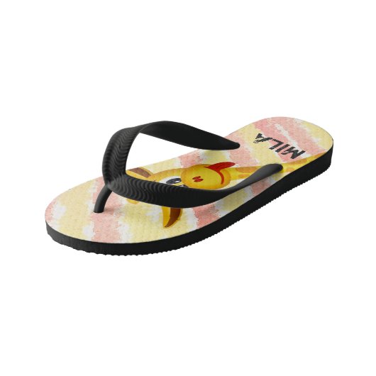 Giraffe met veel kleuren kinder teenslippers (Schuin)