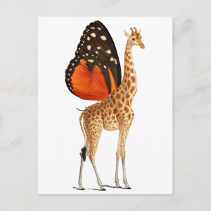 Giraffe met vlindervleugels briefkaart
