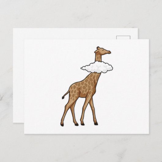 Giraffe met wolk briefkaart (Voorkant / Achterkant)