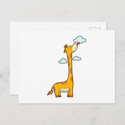 Giraffe met wolken briefkaart (Voorkant / Achterkant)